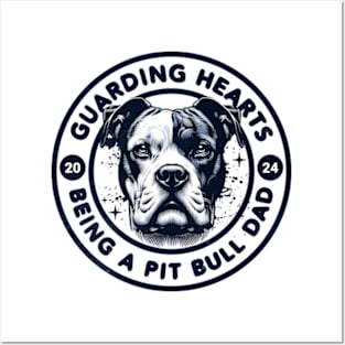 Guarding Hearts Being A Pit Bull Dad Vintage Dog Posters and Art